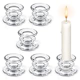 6 Stück Kerzenständer Glas,Kerzenhalter für Stabkerzen,Stabkerzenhalter Glas für Hochzeit...