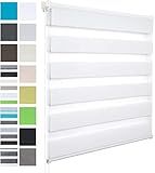 WOLTU Doppelrollo Klemmfix ohne Bohren Weiß B90 x H130 cm, Duo Rollo lichtdurchlässig Fensterrollo...