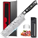 MOSFiATA Nakiri Messer Kochmesser,Küchenmesser Mehrzweck Fleischmesser,mit Fingerschutz und...