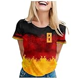 UEFA-Fußball-Europameisterschaft 2024 Shirt Damen Langarm Schwarz kurzärmelig, bedruckt,...