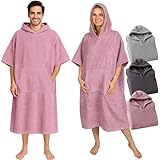 CalmyBEACH Frottee Badeponcho Damen Herren - Strandponcho 100% Baumwolle Surf Poncho Erwachsene...