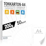 50 Blatt Papier 200g/m² Weiß Matt, PREMIUM PAPIER Reinweiß DIN A4-21 x 29,7 cm - Druckerpapier...