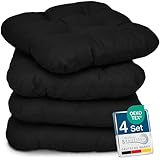 Beautissu 4er Set Sitzkissen 40x40 cm Lisa Schwarz - weiche Indoor & Outdoor Kissen mit 8cm...