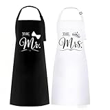 Alyxiavia 2er-Pack Küchen Schwarz und Weiß Paar Schürze mr mrs Wasserdichte Schürze für Frauen...