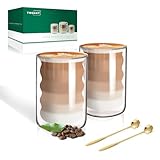 twoant Latte Macchiato Gläser Set (2 x 400ml) Doppelwandige Gläser Doppelwandige Kaffeegläser...