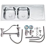 Melko Edelstahlspüle 2 Becken Küchenspüle Waschbecken Spülbecken Doppelspüle mit Abtropffläche