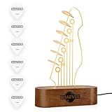Shaevle Gitarrenplektren Halter, Beleuchtetes Gitarren Picks Aufbewahrung mit Holz Basis, E Gitarre...