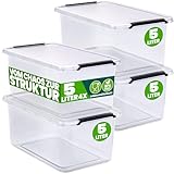 Deuba® 4x Aufbewahrungsbox mit Deckel 5L Box Kunststoff Kisten lebensmittelecht BPA frei klein...