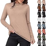 Guhmomh Langarmshirt für Damen Langarm Kleidung Einfarbig T-Shirts Elegante Langärmeliges Bluse...