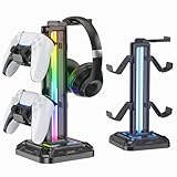 KDD Headset Halterung RGB mit 9 Lichtmodi - Controller Halter Schreibtisch - Drehbarer Gaming...