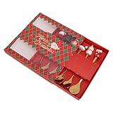 Pssopp Edelstahl-Kaffeelöffel, 6-teiliges Weihnachts-Kaffeelöffel-Set, Edelstahl-Gold-Rührlöffel...
