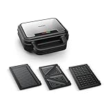 Tefal Ultracompact 3-in-1 Sandwich-Waffel-Panini Kombigerät, Antihaftbeschichtung, wärmeisolierter...