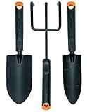 Fiskars Gartenwerkzeuge-Set, 3-teilig, Blumenrechen, Blumenkelle, Pflanzkelle, Rostfreier...