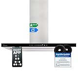 KKT KOLBE Dunstabzugshaube 90 cm Inselhaube Abluft Umluft Edelstahl Silber Schwarz Glas Smart WiFi...