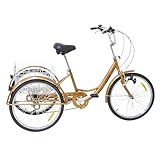PUDLOR Tricycle, Adult Folding Tricycle 3 Wheel Cruising City Bike Adult Bicycle Adult Tricycle mit...