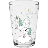 GRUSS & CO Trinkglas Motiv 'Einhorn' | bedrucktes Glas, Höhe 10,8 cm, Durchmesser 6,8 cm, Volumen...