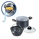 Genius Cerafit Magic Pot Kochtopf-Set 20cm - Topf 3,7l mit Siebeinsatz & Glas-Deckel für einfaches...