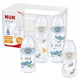 NUK First Choice+ Babyflaschen Starter Set | 0–6 Monate | 4 Flaschen mit Temperature Control &...