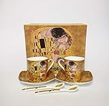 Atelier Harmony Gustav Klimt Espressotassen Der Kuss 6teilig Porzellan (Beige)
