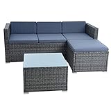 ESTEXO Rattan Lounge Sitzgruppe Polyrattan Gartenmöbel Set Couch 3-Sitzer Rattanmöbel Sofa Set...