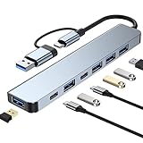 USB C Hub 3.0, CRTEPST 7 in 1 Multiport Typ C Hub Adapter mit 1 USB 3.0/100W PD Ladehub und 4 2.0...