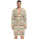 KLL Geometrischer Herren-Bademantel mit Zickzack-Streifen, bequemer Schalkragen, langes Nachthemd...