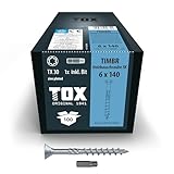 TOX Holzbauschrauben TIMBR SK 6,0 x 140 mm, blau verzinkt mit Senkkopf, TX30, Schrauben für...