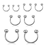 Oykrueats 8 Stück Septum Piercing Silber,Smiley Piercing für Frauen Herren,6/8/10/12 mm Hufeisen...