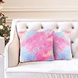 2er Set Künstlich Pelz Kuschelkissen, Kunstfell Kissen, Plüschkissen Kissenhülle mit Flauschig,...