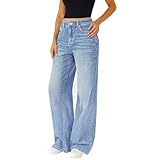 Generisch Jeans Wide Leg Damen Wide Leg Jeans Damen Straight Baggy Lang Weites Bein Jeanshosen High...