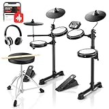 Donner DED-80 E-Drum-Set, E Schlagzeug leises Mesh Kit mit 180 Sounds, mit robusten Pedalen,...