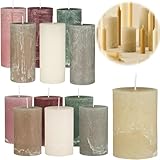 LS-LebenStil Exklusive Stumpenkerzen 10x6,8cm Ribe Rustik Grau/Creme Natur- Made in EU -...