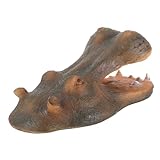 Angoily Schwimmende Nilpferd Kopf Gartenfigur aus Harz Realistische Teichdekoration für...