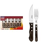 Tramontina Jumbo Steakbesteck,12 teiliges Set, rostfreier Edelstahl, Holzgriff FSC,...