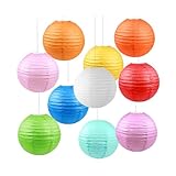 10 Stücke Bunte Papierlaternen, Runde Chinesische Papier Lampions, 30cm/ 12 Zoll Lichter Rund...