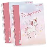 itenga Collegeblock A4 kariert - 2er PACK – 80 Blatt | Lineatur 28 | Spiralbindung | Schulblock...
