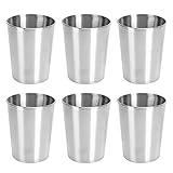 MOPOIN Edelstahl Becher Set, 6 Stück Trinkbecher Edelstahl 250ml Metall-Bierbecher Tragbar Camping...