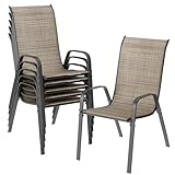 LIFERUN Gartenstühle Stapelstuhl Camping Stapelbar Hochlehner Terrassenstuhl Textilene Stahlgestell...