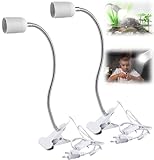 2 Stück Klemmleuchte: LED-Lampenfassung E27, Klemmlampe mit Schwanenhals und Schalter, Klemmlampe...