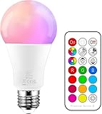 iLC Farbige Leuchtmittel LED RGBW Lampe Dimmbare Farbige Leuchtmitte Lampen 10W E27 Edison RGB LED...