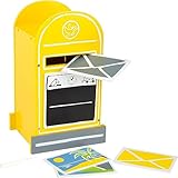 Small Foot Briefkasten aus Holz, inkl. Postkarten und Kreide, Rollenspielzeug für Kinder ab 3...