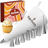 BakeBuddy Premium Spritzbeutel Set (11-teilig) - 35cm Baumwolle Spritzbeutel mit Tüllen aus...