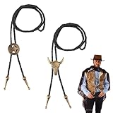 MOKIDO 2 Stück Bolo Tie, Cowboy Kostüm Herren, Cowboy Hemd Herren, Western Outfit Herren, Cowboy...