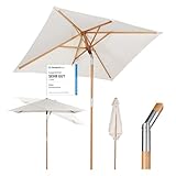 Sekey 200 × 150 cm Rechteckig Holz Sonnenschirm Marktschirm Gartenschirm Terrassenschirm...