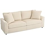 HOMCOM 3-Sitzer-Sofa, Couch mit Armlehnen, Zierkissen, Polstersofa mit Cordbezug, dick gepolstert,...