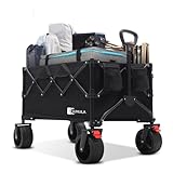 SUNULA Bollerwagen Faltbar Tragkraft 120KG, Klappbarer Handwagen mit EIN-klick-Handgriff & 4-seitig...