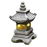 Uziqueif Outdoor Japanische Tachi-Gata-Stil Solar Zen Garten Lichter Laterne Pagode Licht Solar...