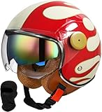 CUCKQUIC 3/4 Rollerhelm, Retro Motorradhelm, Jethelm mit Doppelbrille, Helm mit ECE/DOT Zulassung,...