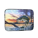 XLEWSIEU Laptoptasche mit Bass-Angel-Wellen-Druck, schlankes und leichtes Design mit...