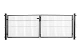 Eider Doppelflügeltor in anthrazit, 300 x 100 cm (B x H) für Stabmattenzäune inkl....
